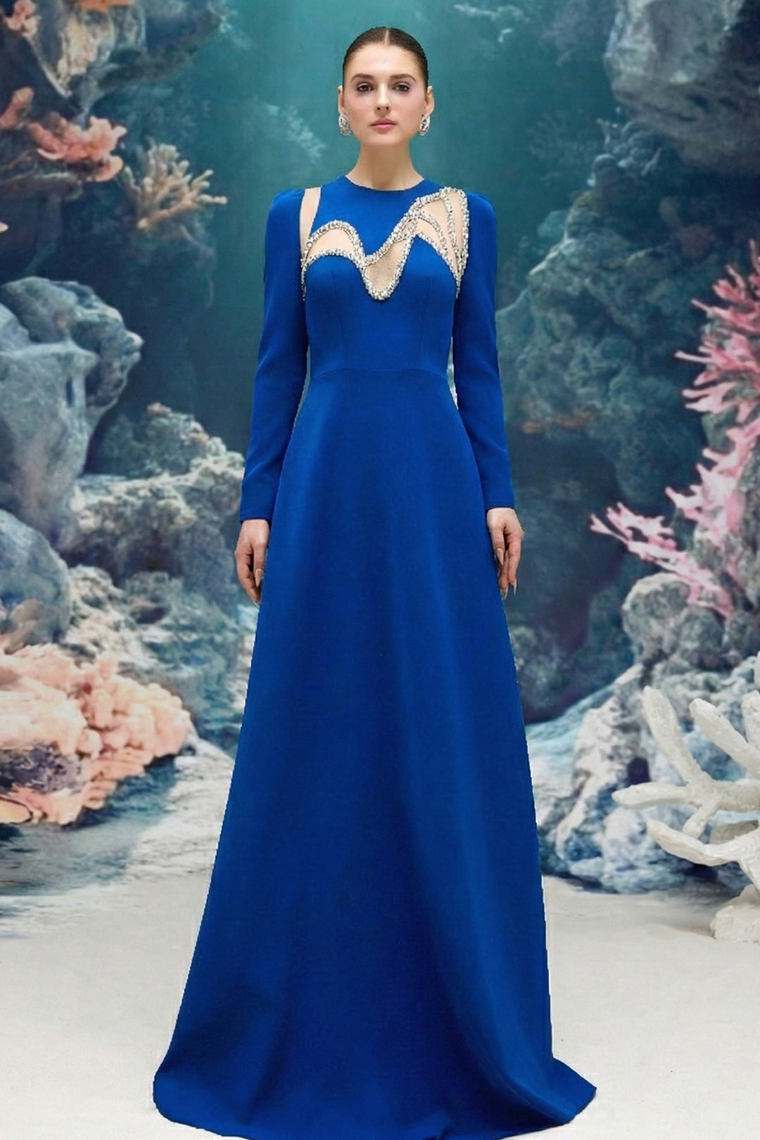 Crepe Dress with A-line Silhouette