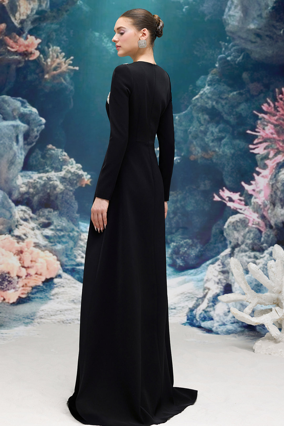 Crepe Dress with A-line Silhouette