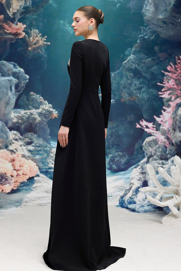 Crepe Dress with A-line Silhouette