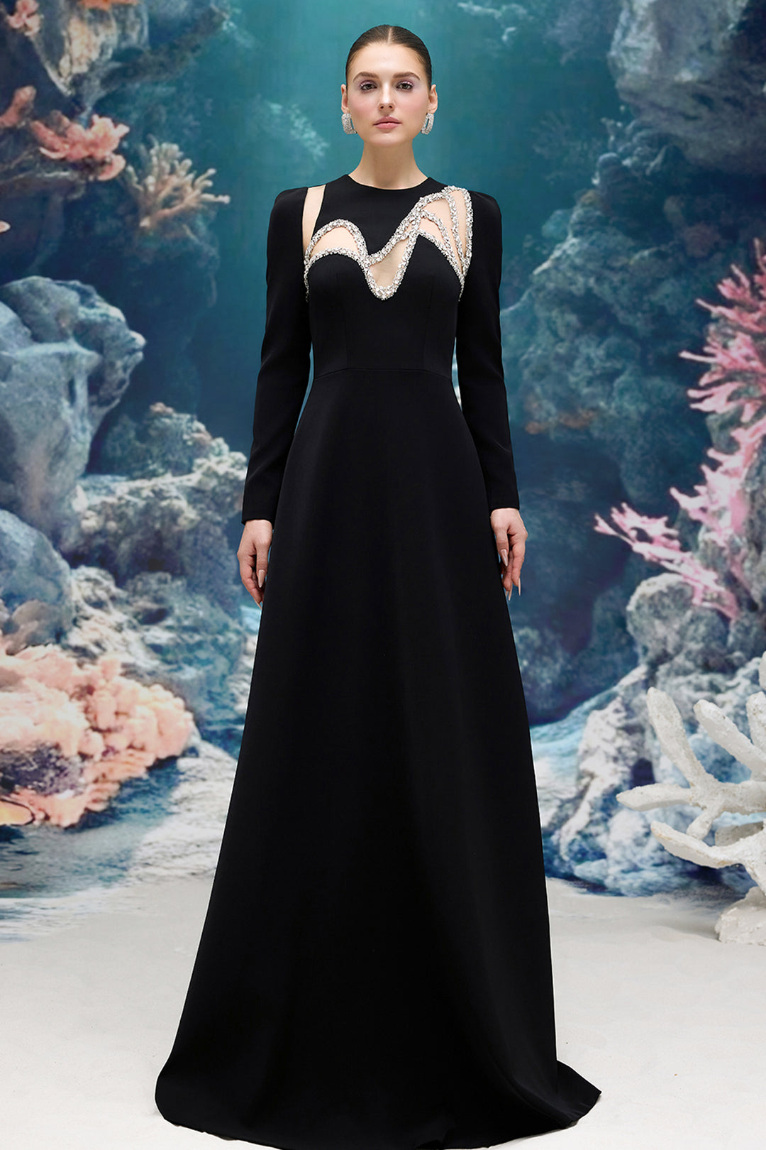 a line dress silhouette Crepe Dress with A-line Silhouette – M.R DESIGN