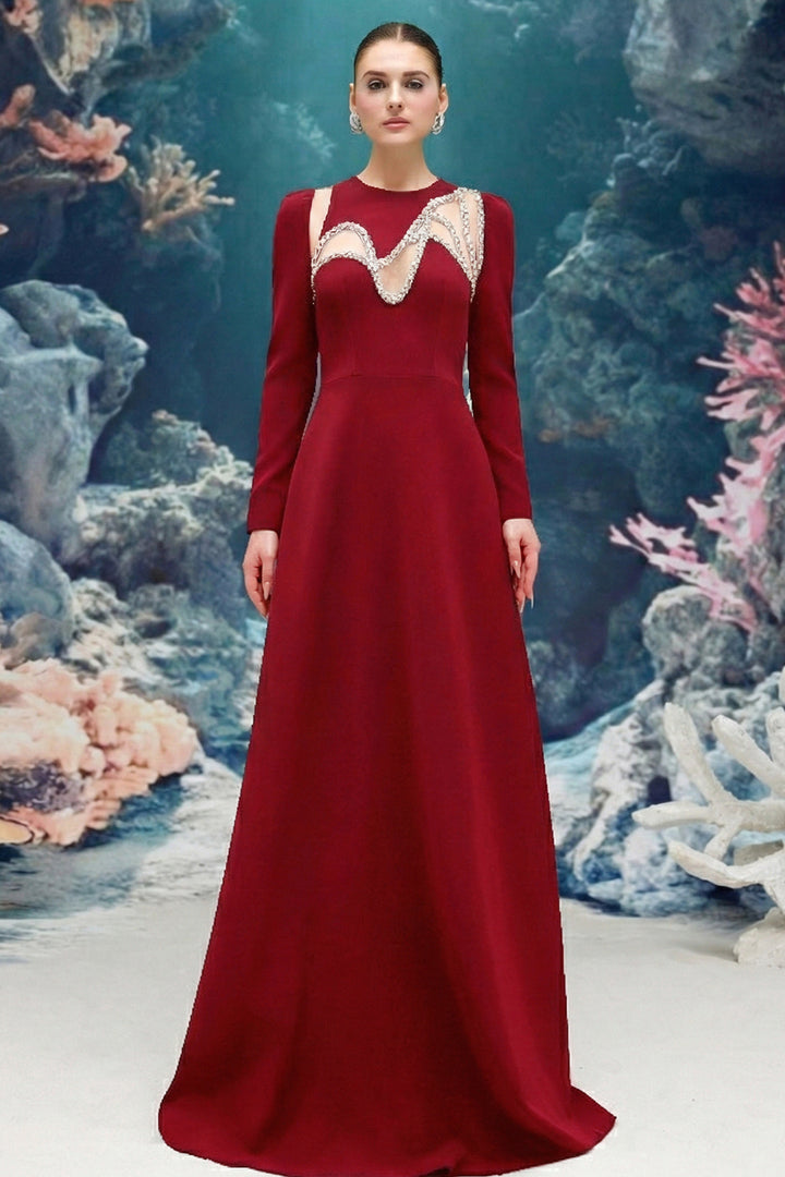 Crepe Dress with A-line Silhouette
