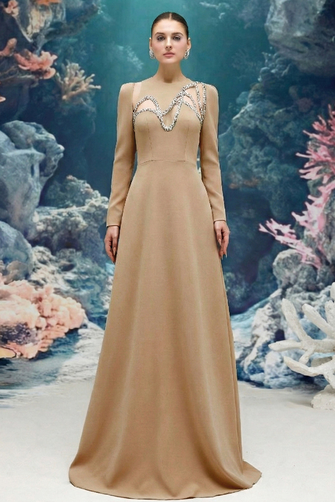 Crepe Dress with A-line Silhouette
