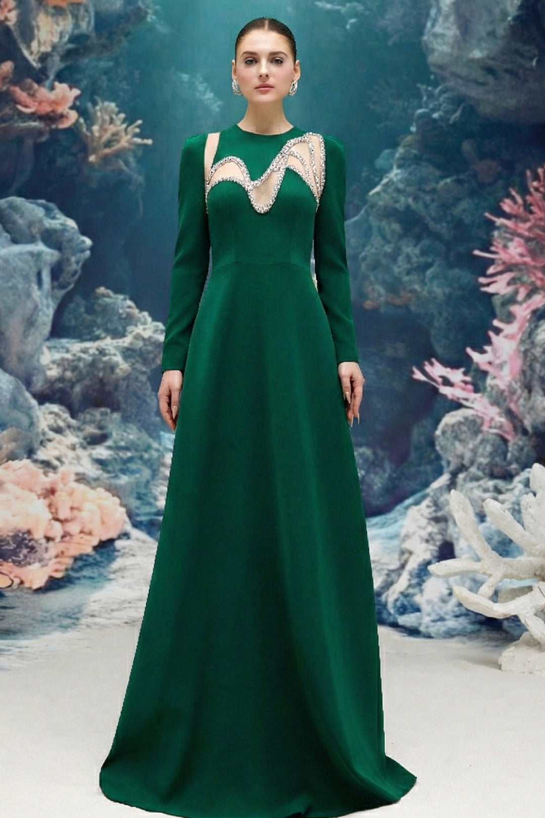Crepe Dress with A-line Silhouette