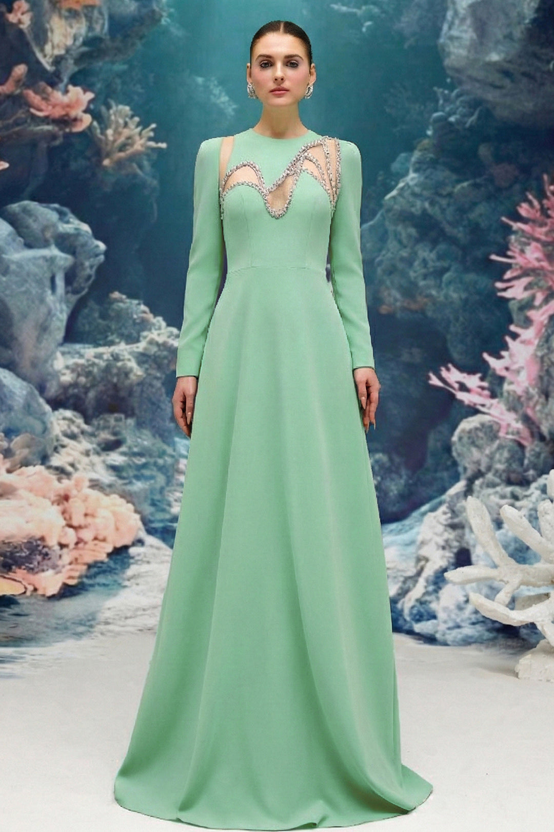 Crepe Dress with A-line Silhouette