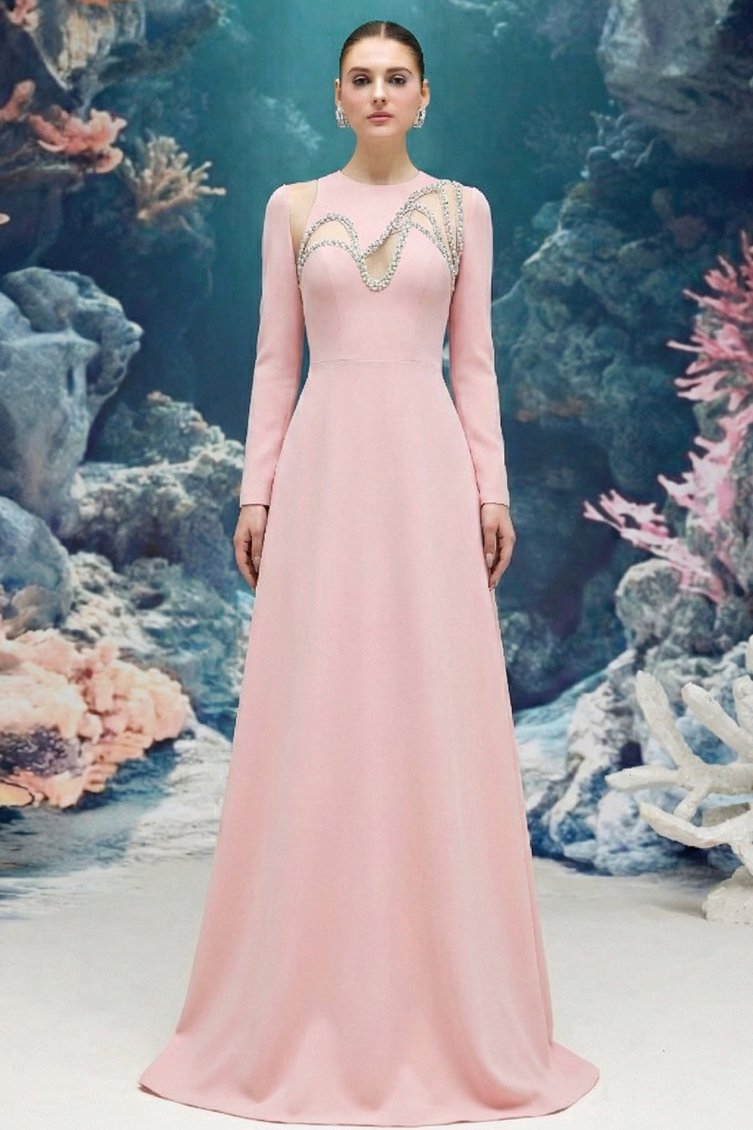 Crepe Dress with A-line Silhouette