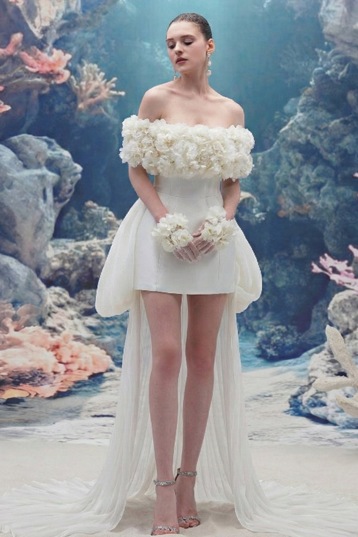 3D Floral Off-The-Shoulder Dress