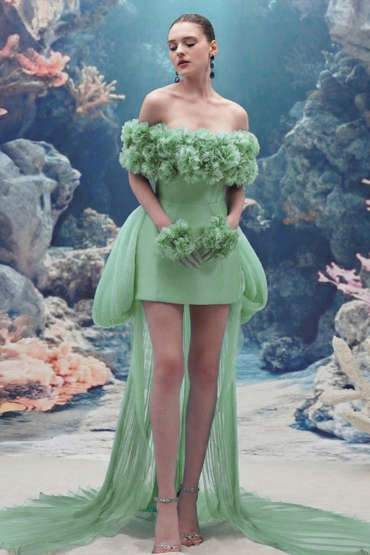 3D Floral Off-The-Shoulder Dress