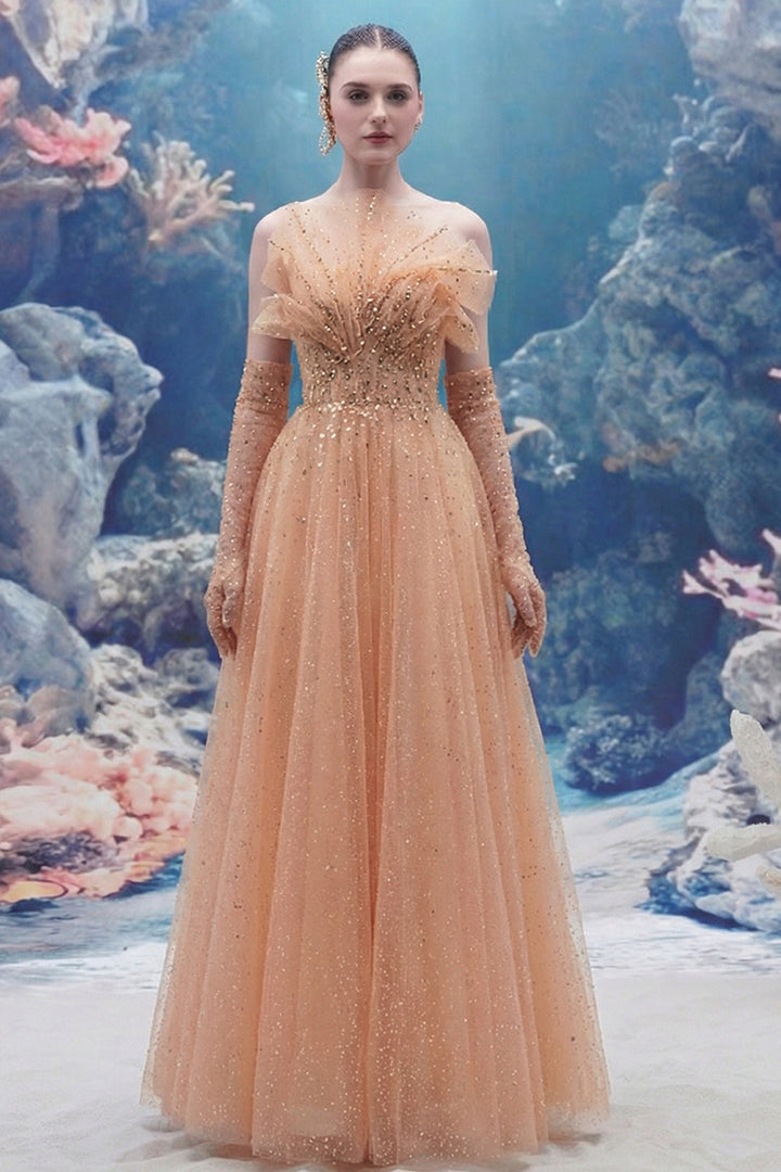 Crystal-Line Sheer Silhouette Dress