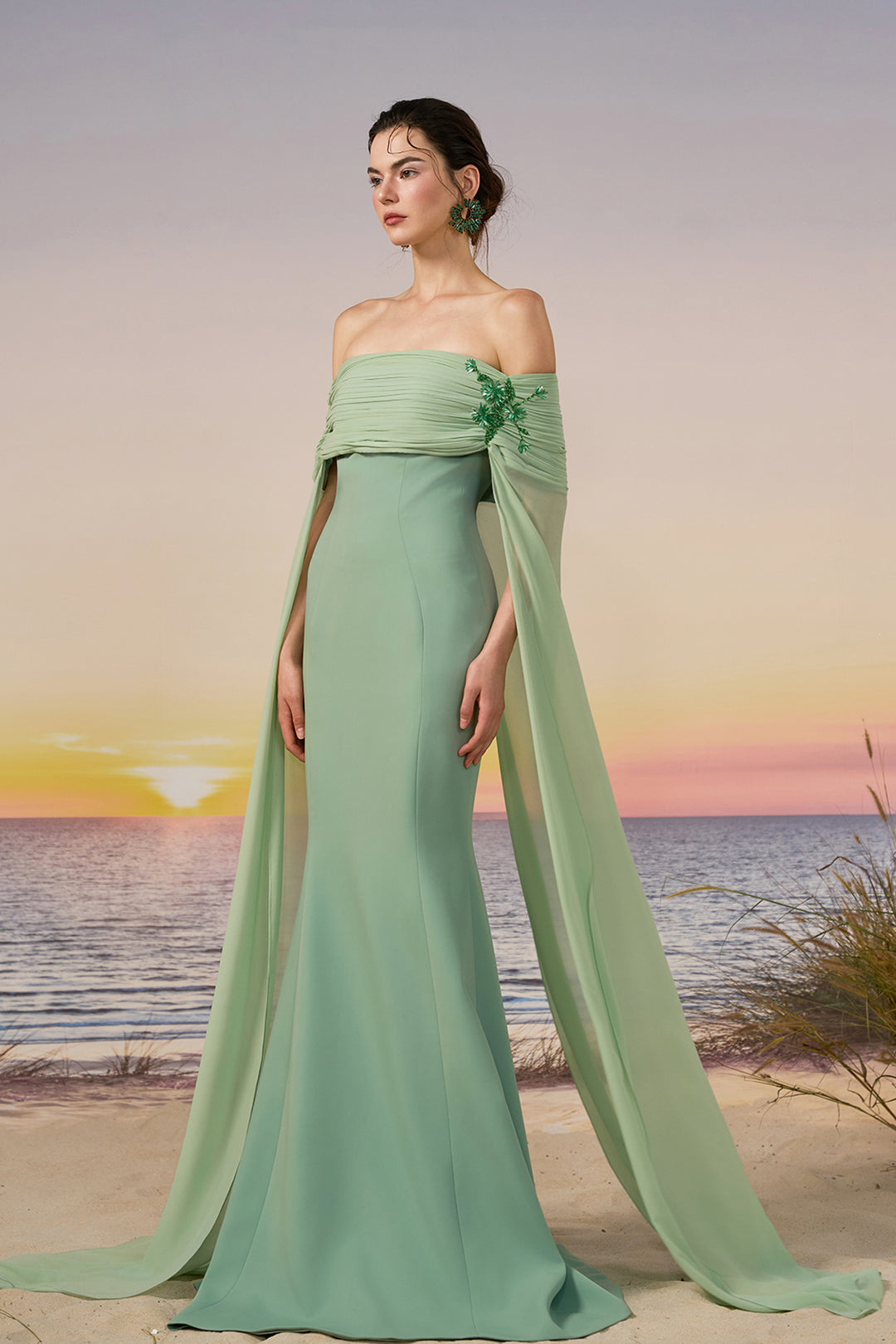 chiffon mermaid dress Yellow Strapless Chiffon Mermaid Long Prom Dresses, Burgundy / 18