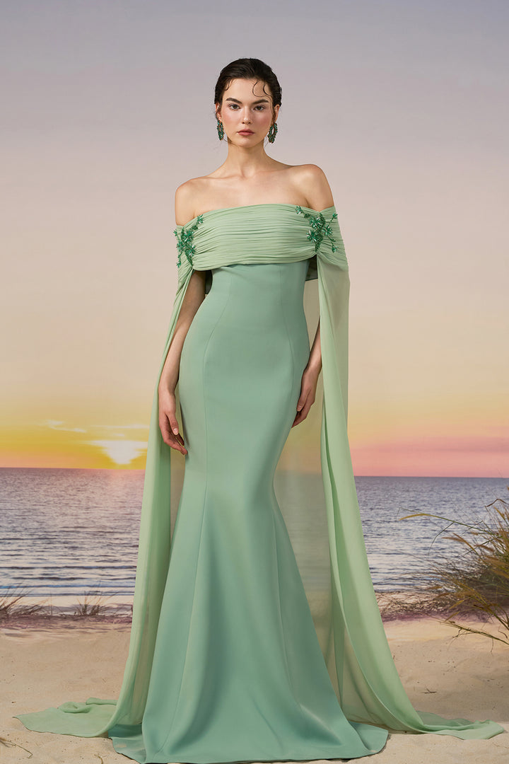 Crepe and Chiffon Mermaid Dress Black / US 2 Crepe and Chiffon Mermaid Dress Black / US 2