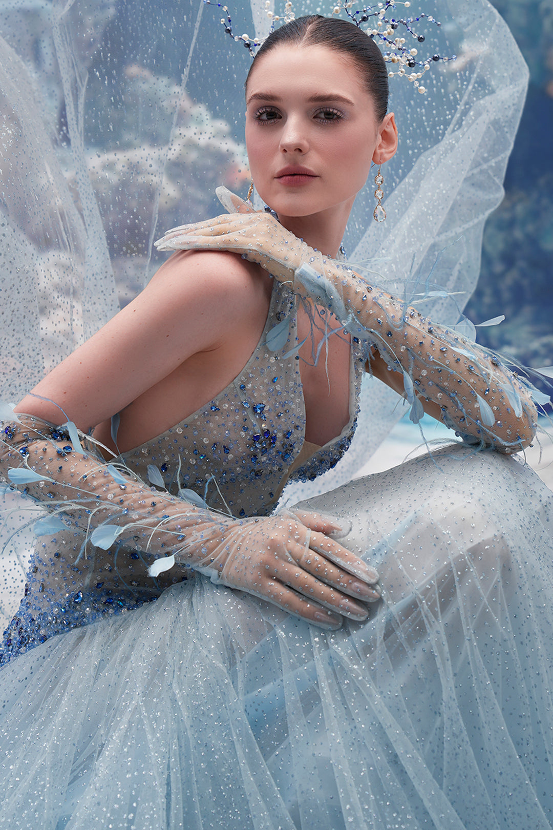 Halter Corset Glitter Tulle A-line Dress