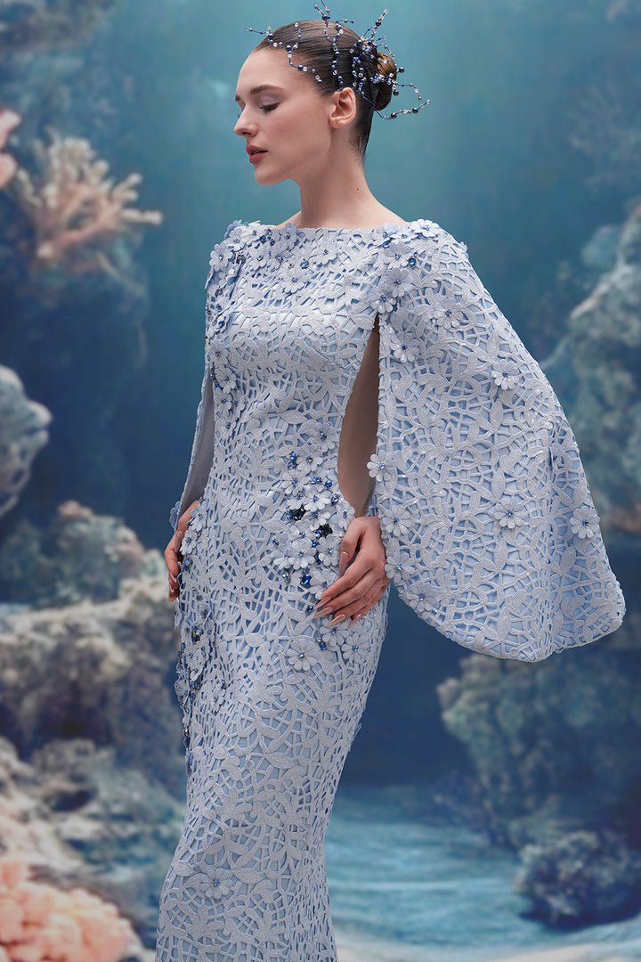 3D Floral Embellished Silhouette Dress