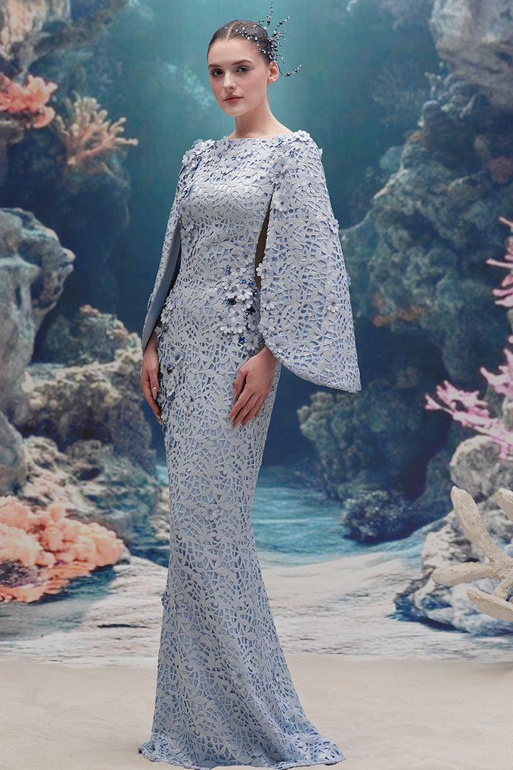 3D Floral Embellished Silhouette Dress
