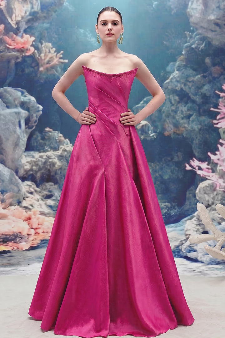 Off-Shoulder Taffeta A-line Dress with Crystal Trim
