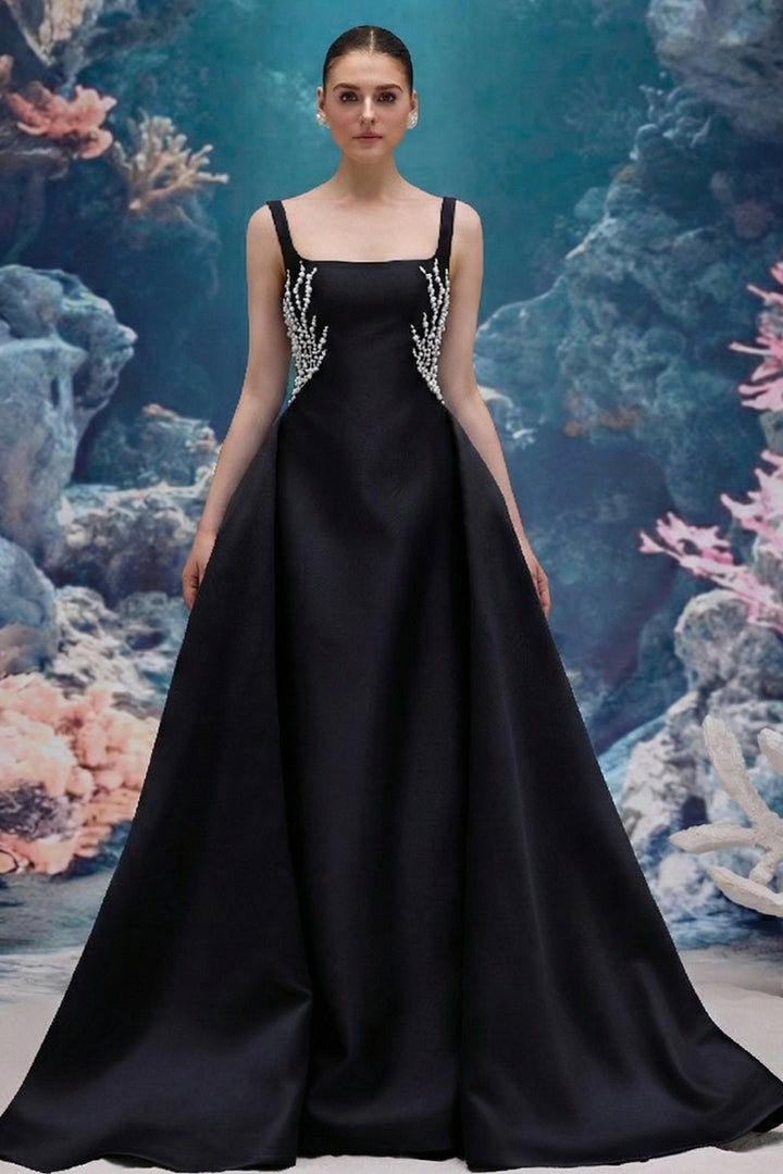 Embellished Taffeta A-Line Dress