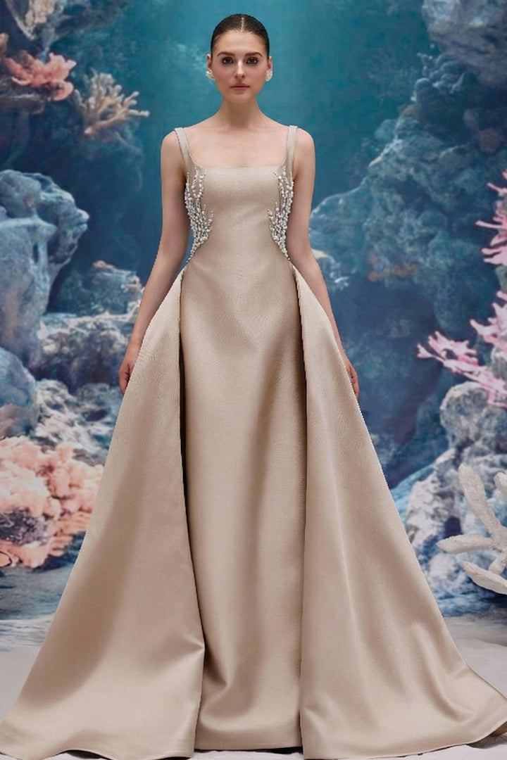Embellished Taffeta A-Line Dress