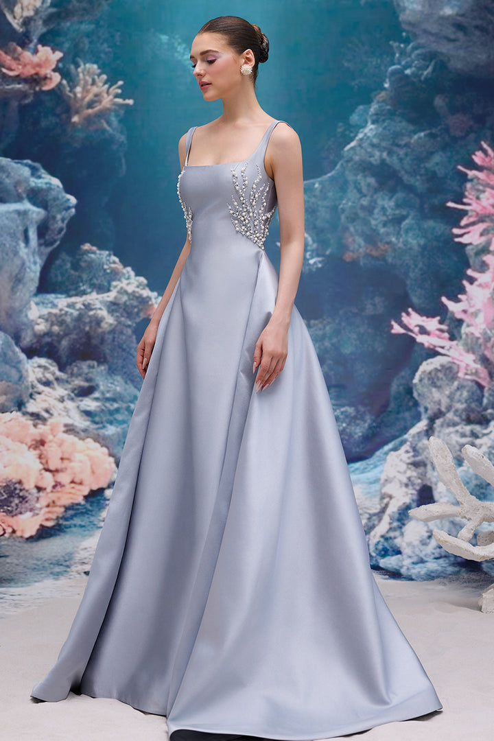 Embellished Taffeta A-Line Dress
