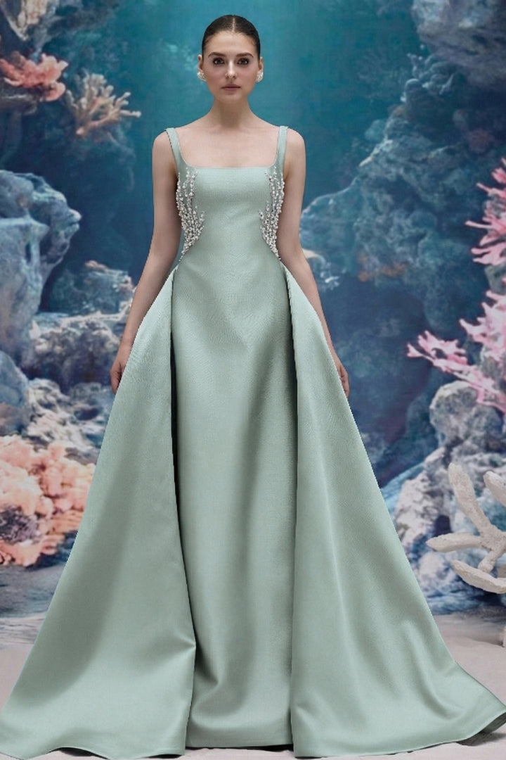 Embellished Taffeta A-Line Dress