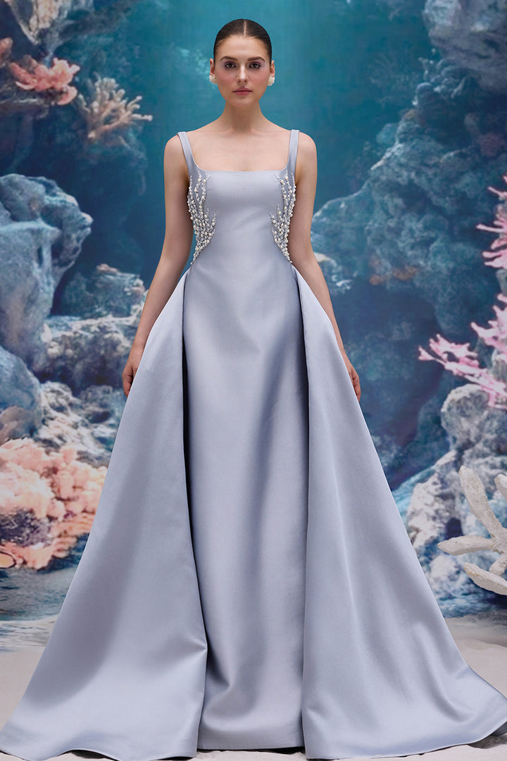Embellished Taffeta A-Line Dress