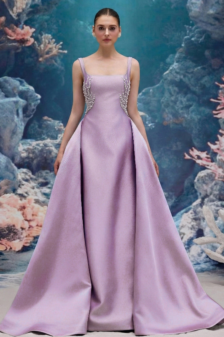 Embellished Taffeta A-Line Dress