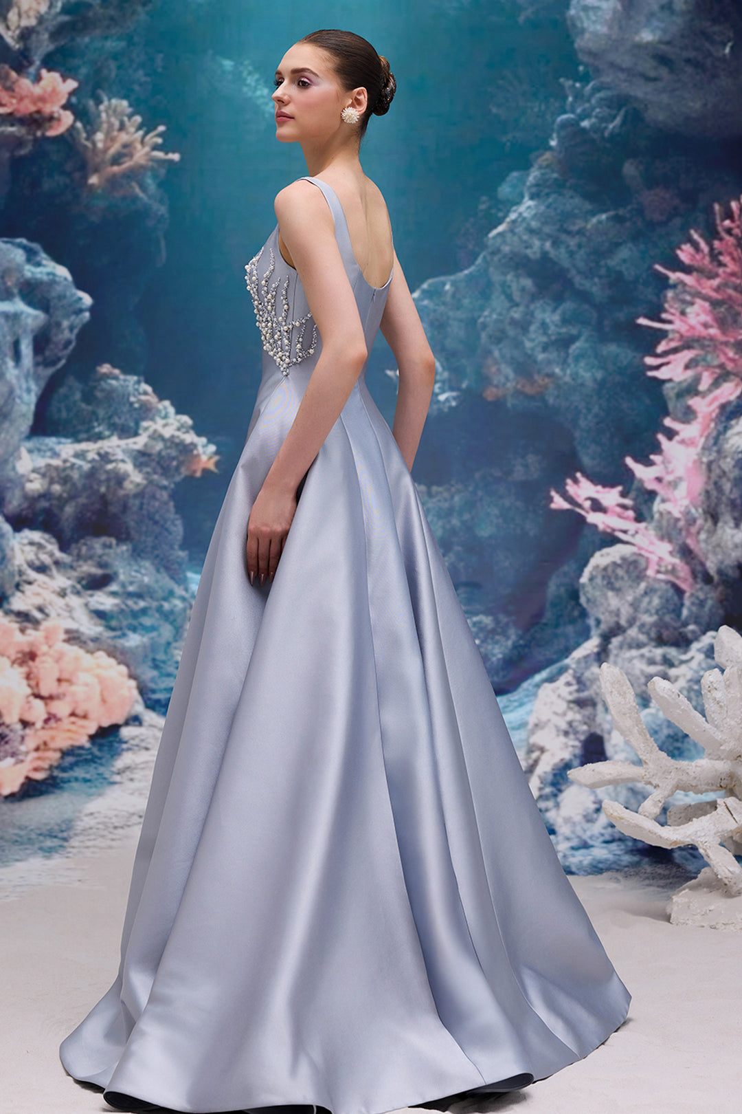 Embellished Taffeta A-Line Dress