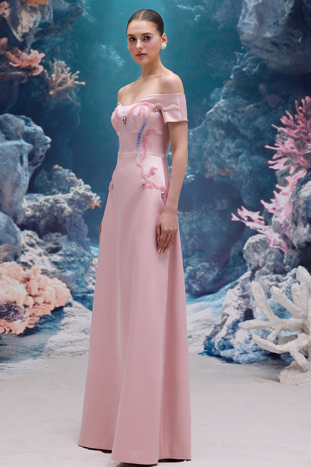 Embellished Royal Taffeta Dress