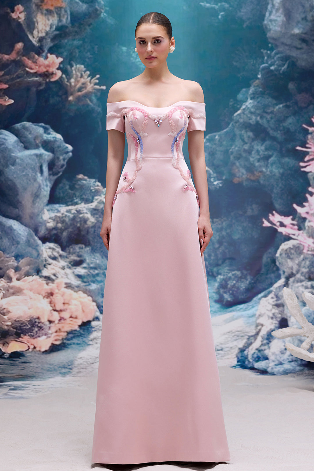 Embellished Royal Taffeta Dress