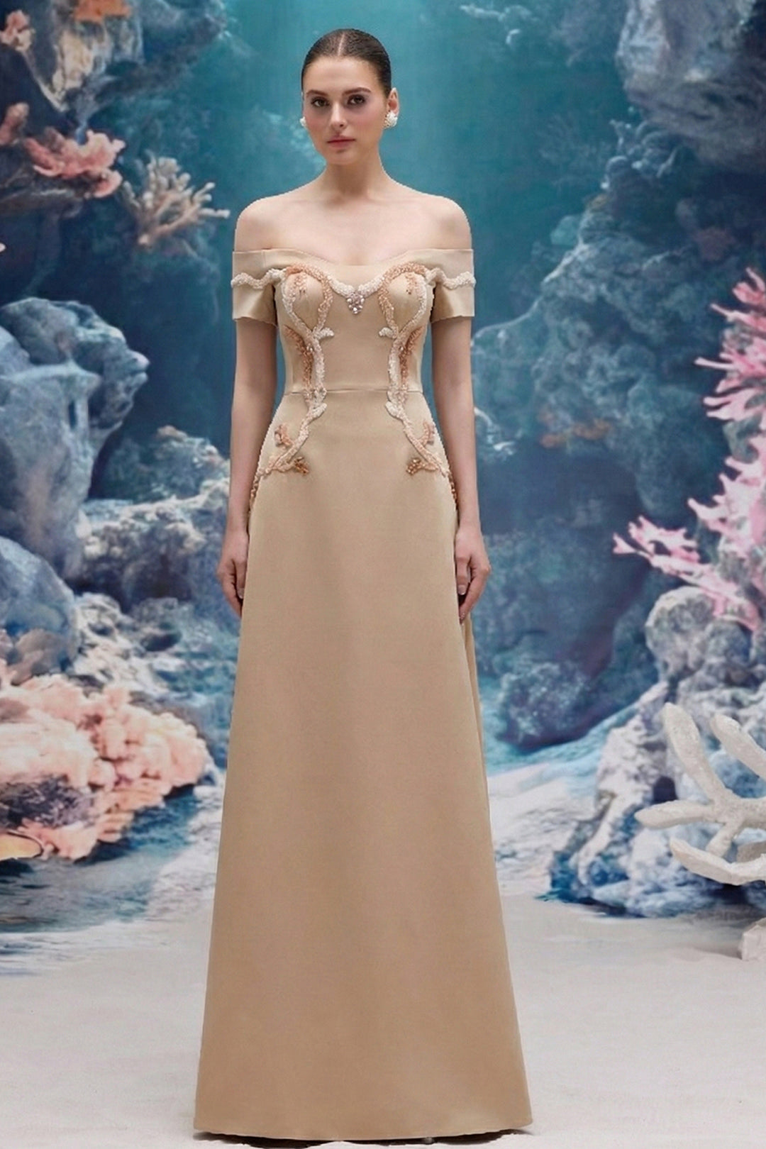Embellished Royal Taffeta Dress