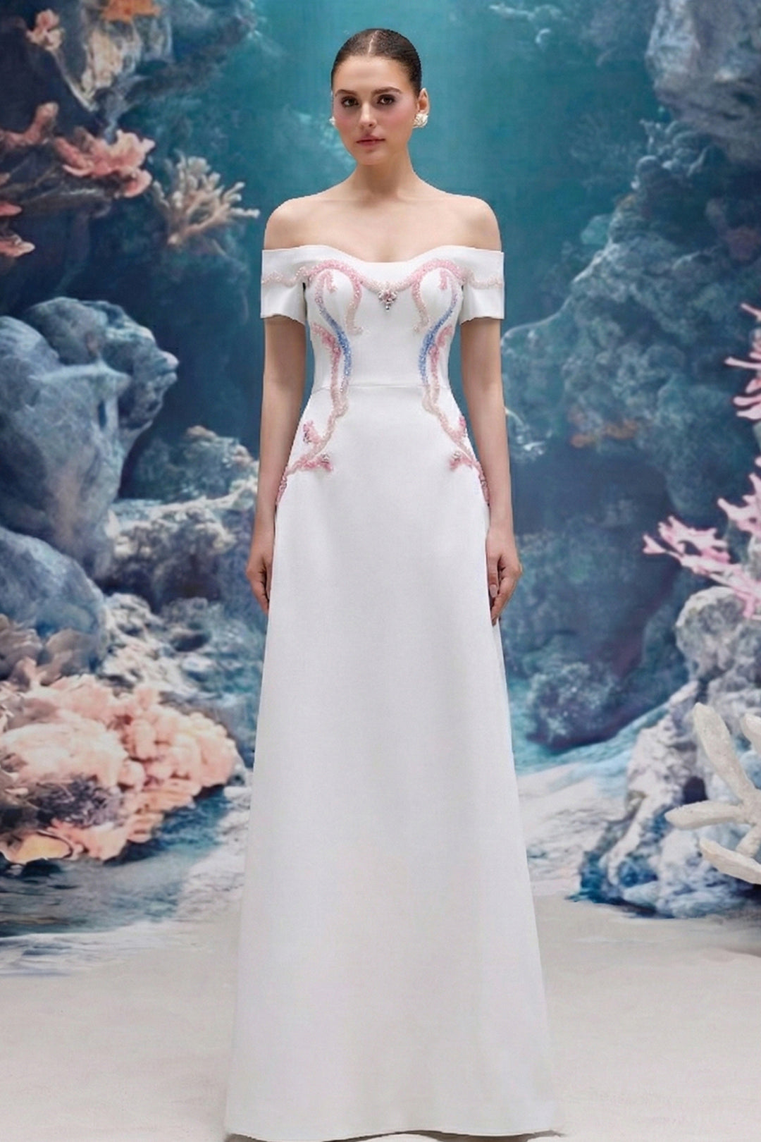 Embellished Royal Taffeta Dress