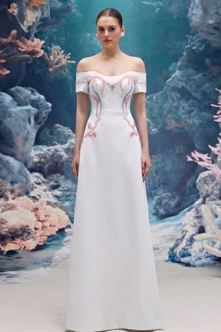 Embellished Royal Taffeta Dress