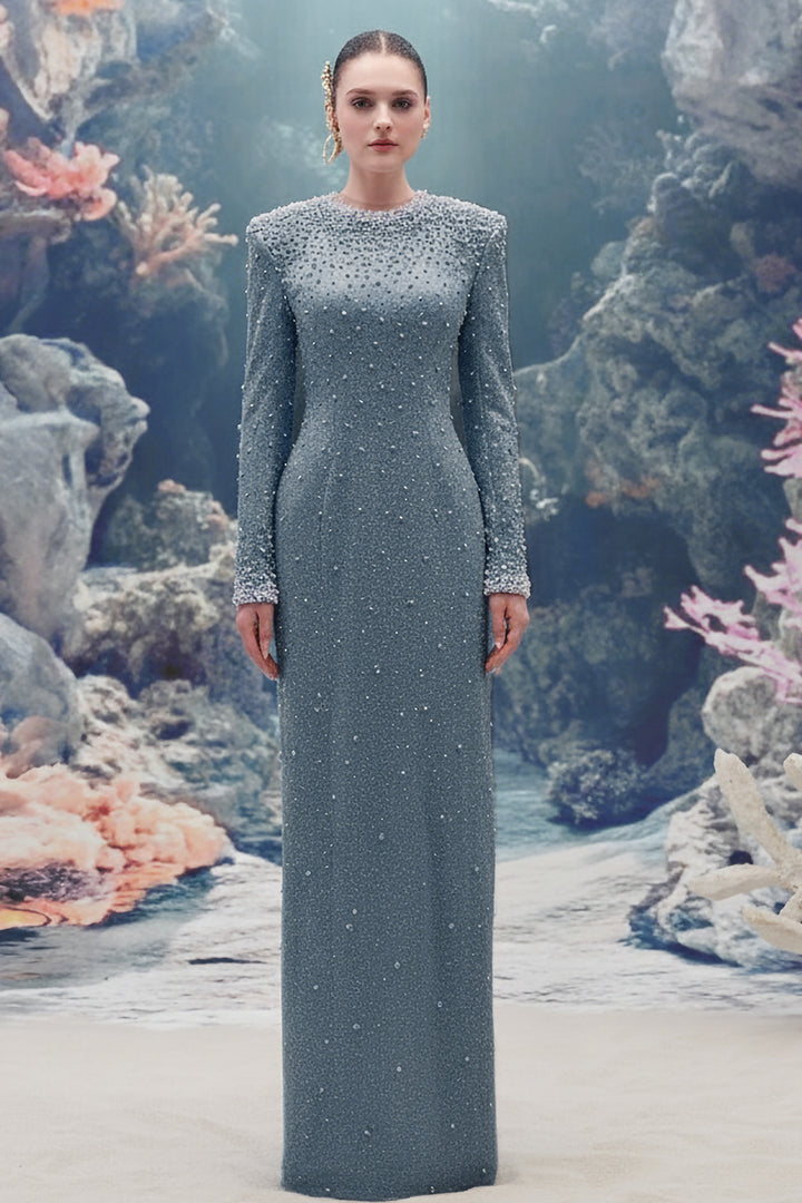Pearl-Embellished Jersey Straight Dress