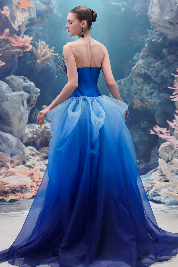 Taffeta and Organza Column Dress