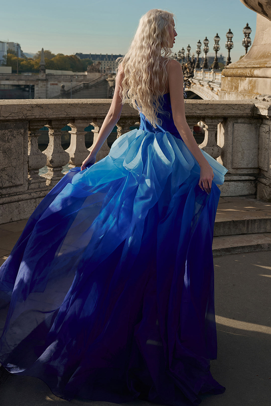 Taffeta and Organza Column Dress