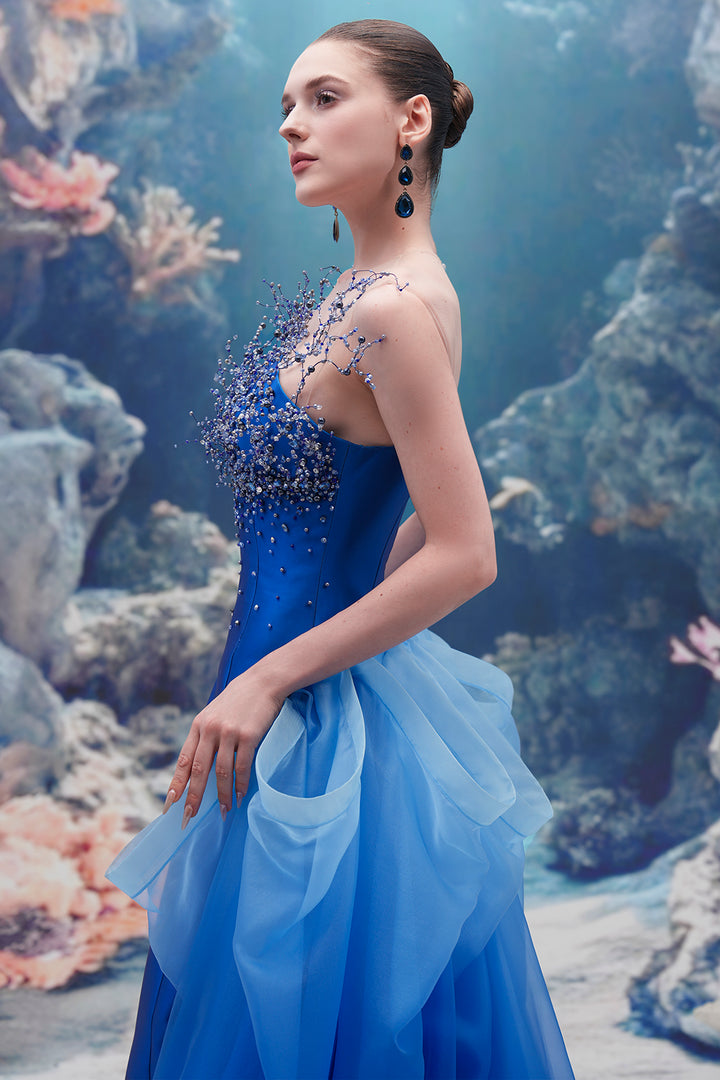 Taffeta and Organza Column Dress