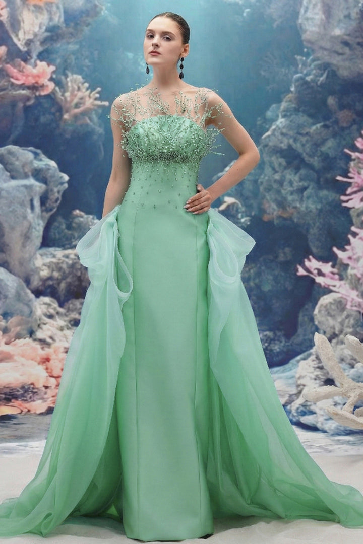 Taffeta and Organza Column Dress