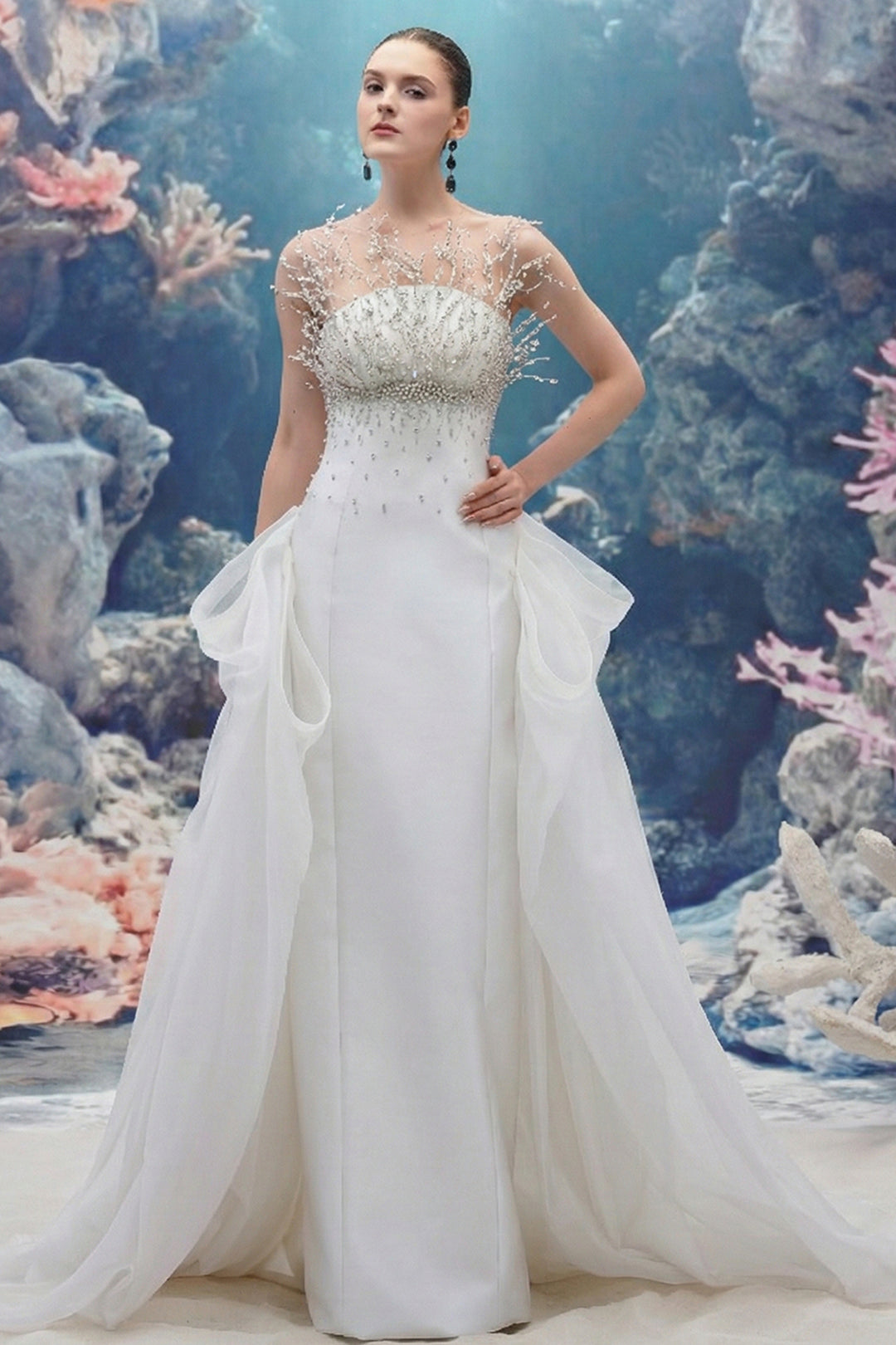 Taffeta and Organza Column Dress
