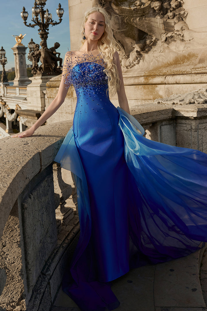 Taffeta and Organza Column Dress
