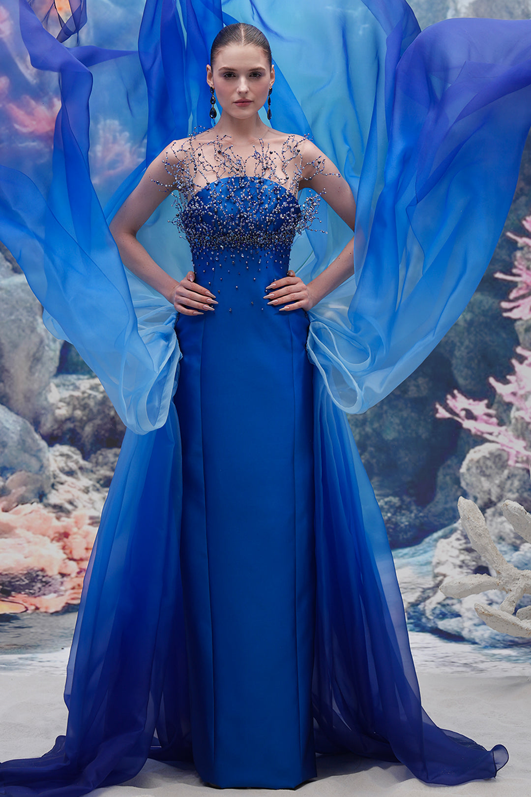 Taffeta and Organza Column Dress