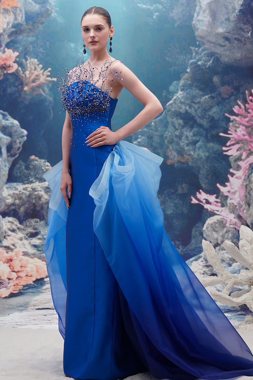 Taffeta and Organza Column Dress
