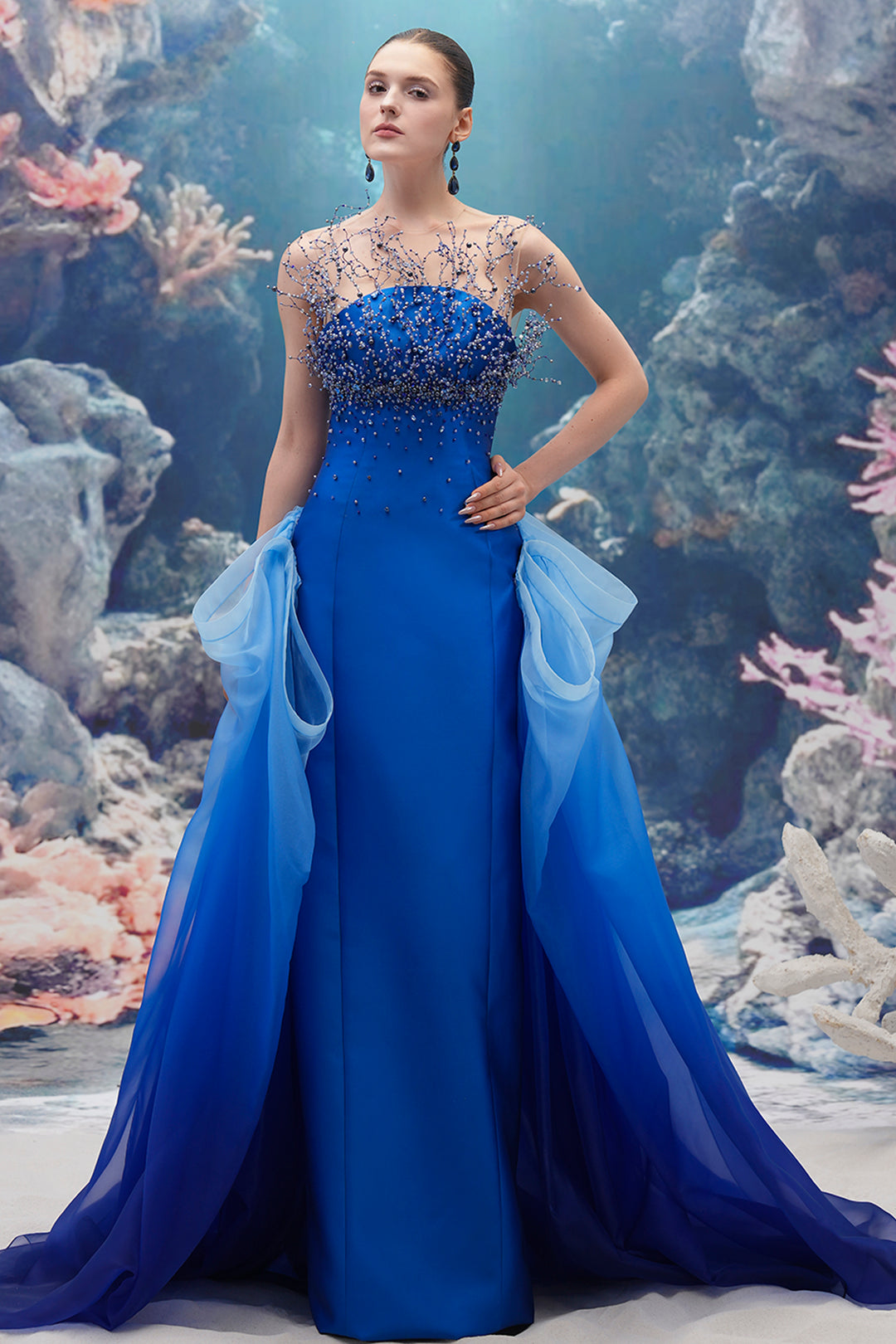 Taffeta and Organza Column Dress