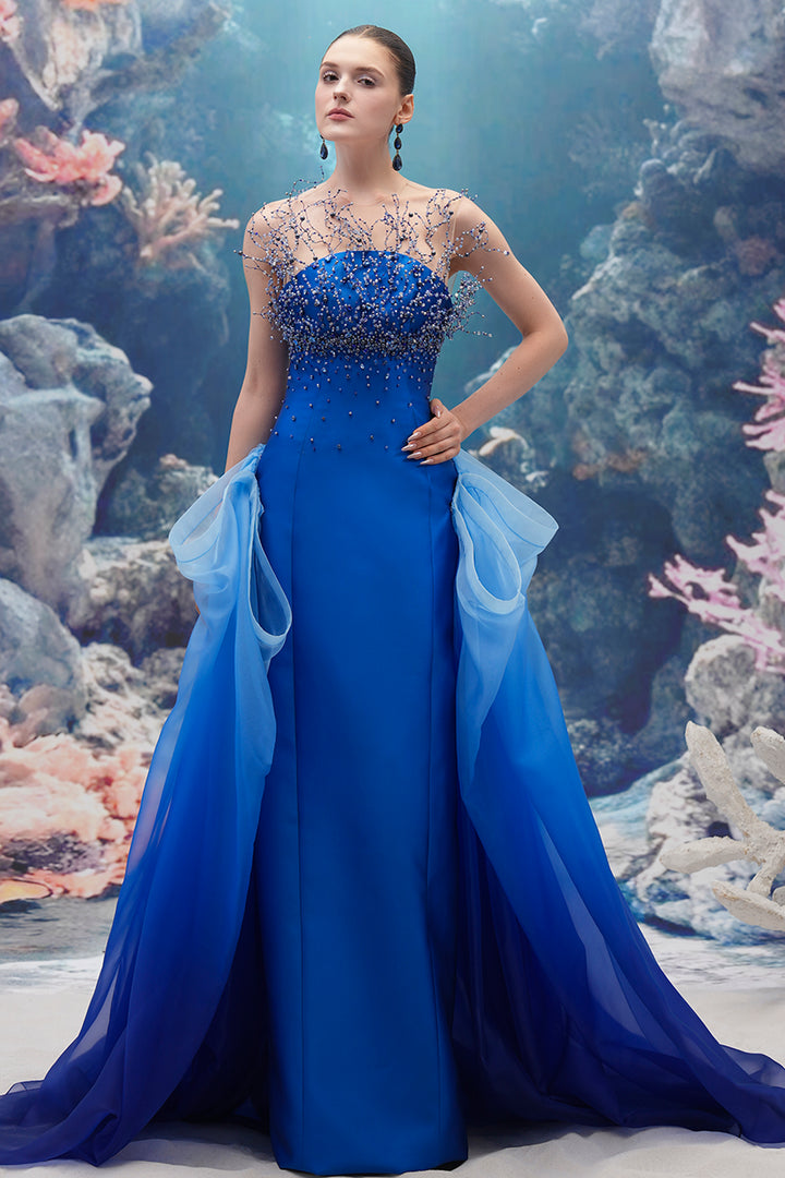 Taffeta and Organza Column Dress