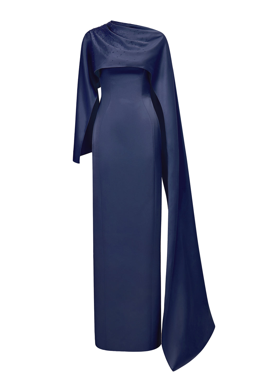 Column Dress with Asymmetrical Cape Black / US 10 Column Dress with Asymmetrical Cape Black / US 10