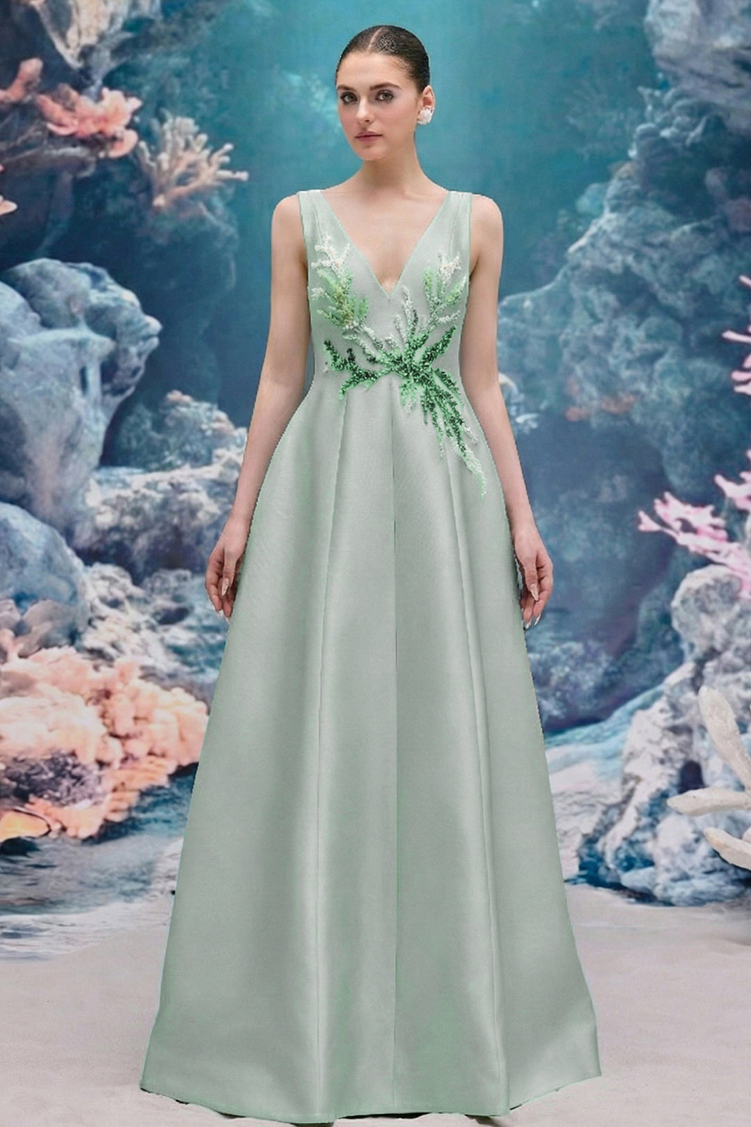 A-line Long Royal Taffeta Dress