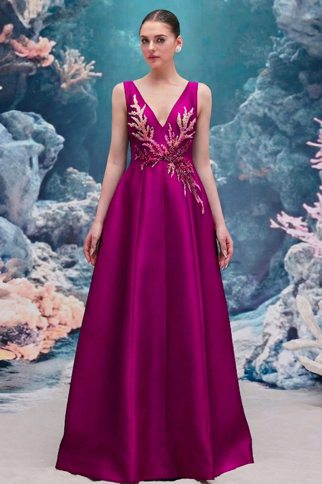 A-line Long Royal Taffeta Dress