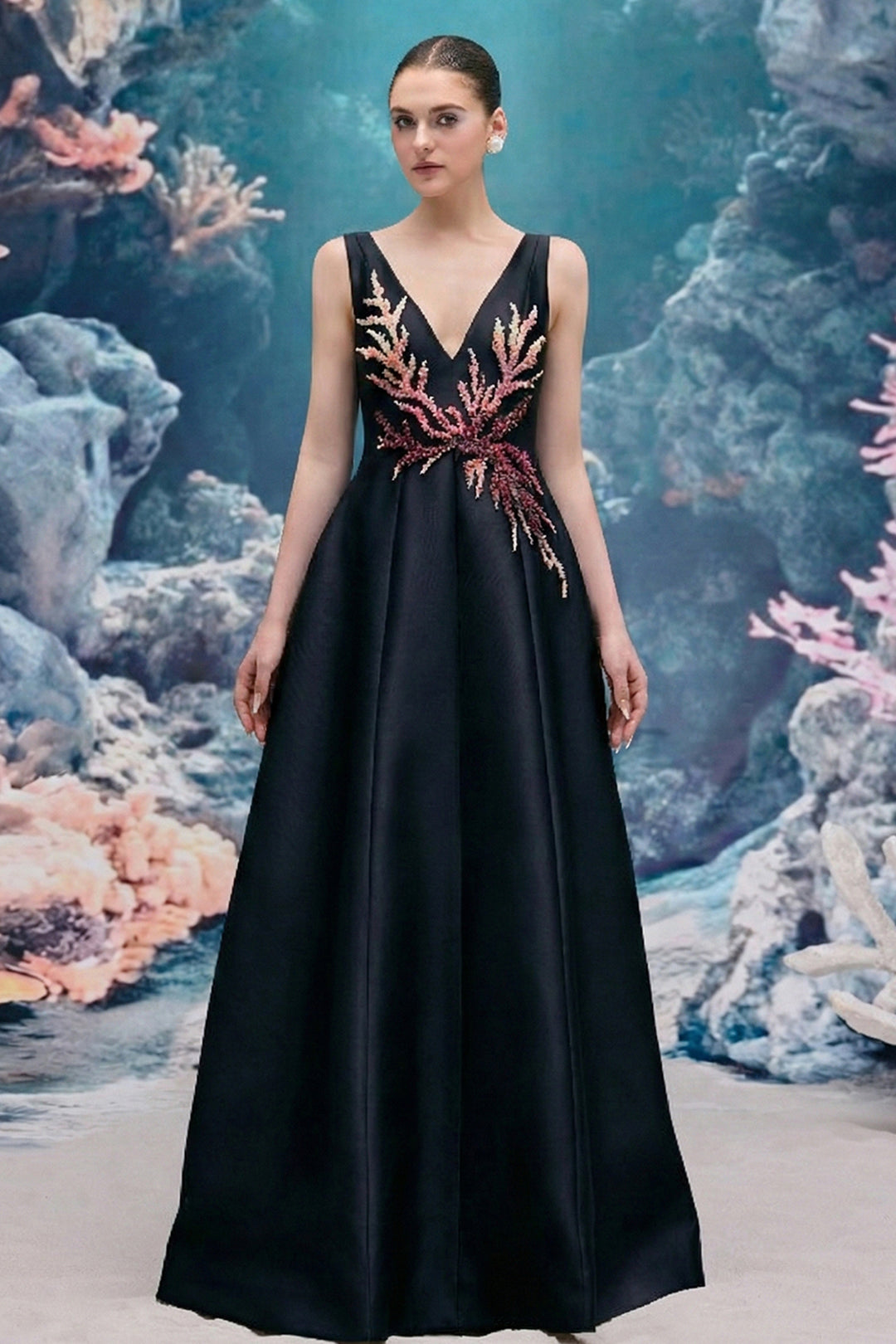 A-line Long Royal Taffeta Dress