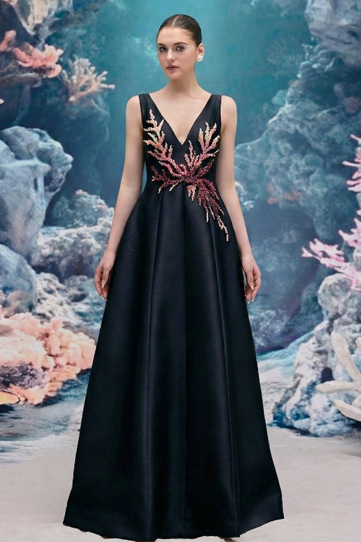 A-line Long Royal Taffeta Dress