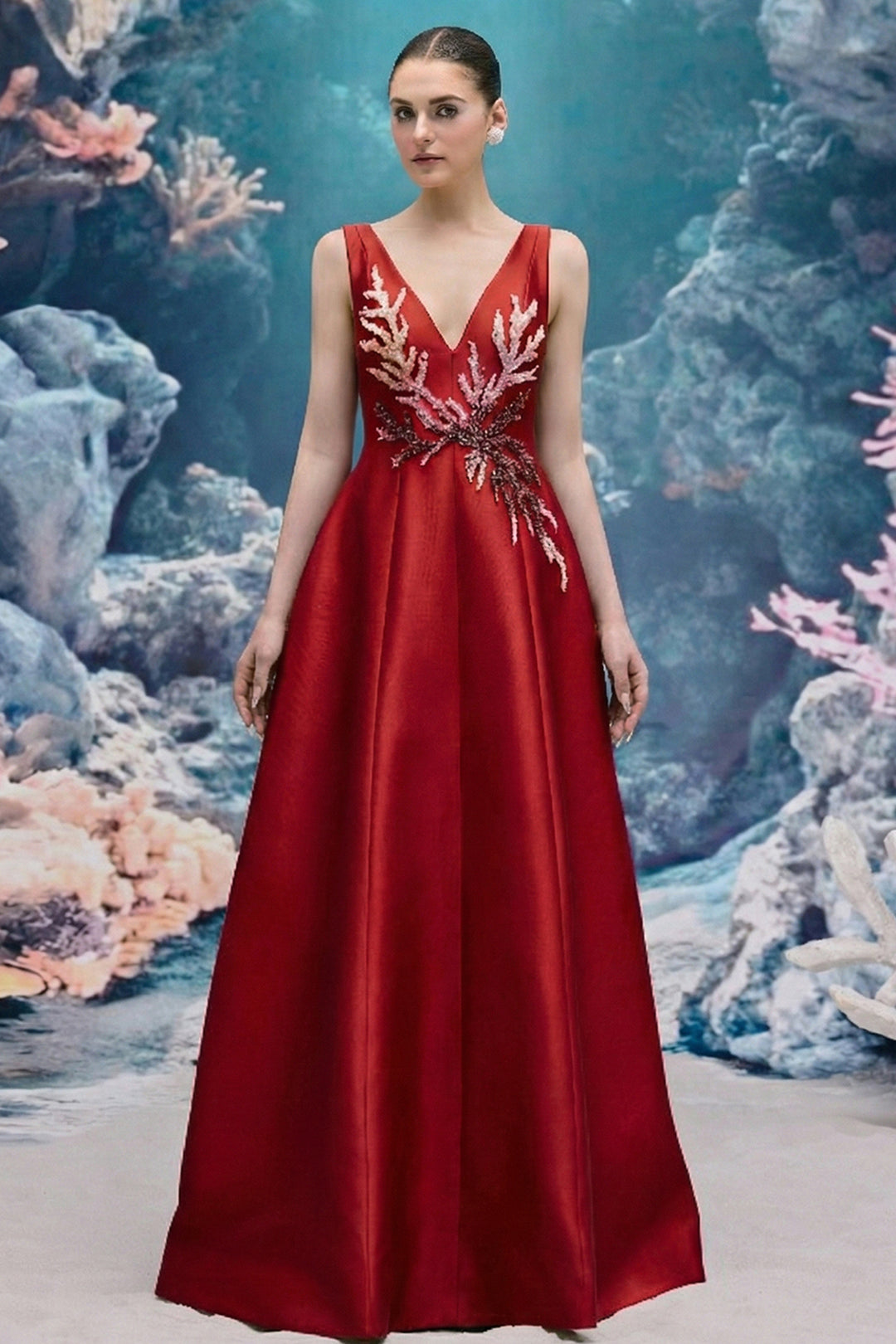 A-line Long Royal Taffeta Dress