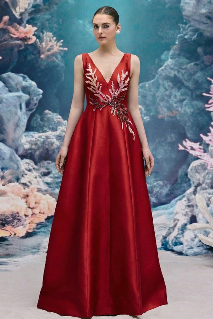 A-line Long Royal Taffeta Dress
