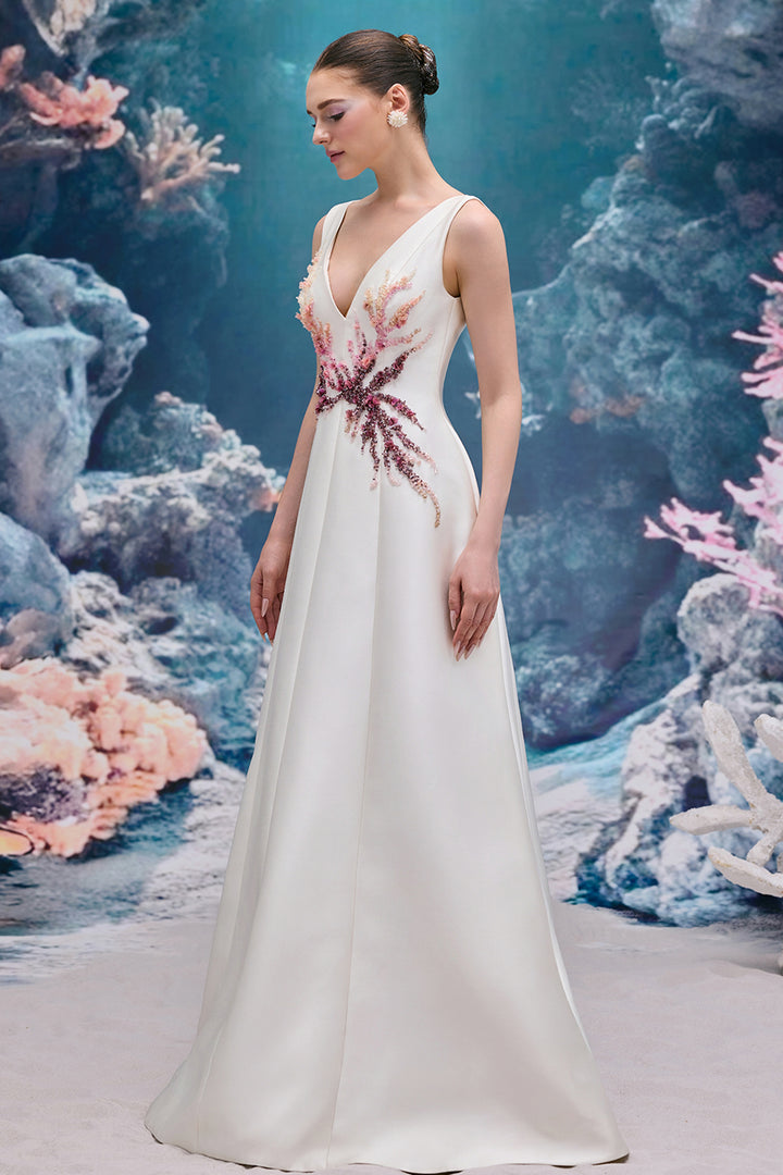 A-line Long Royal Taffeta Dress