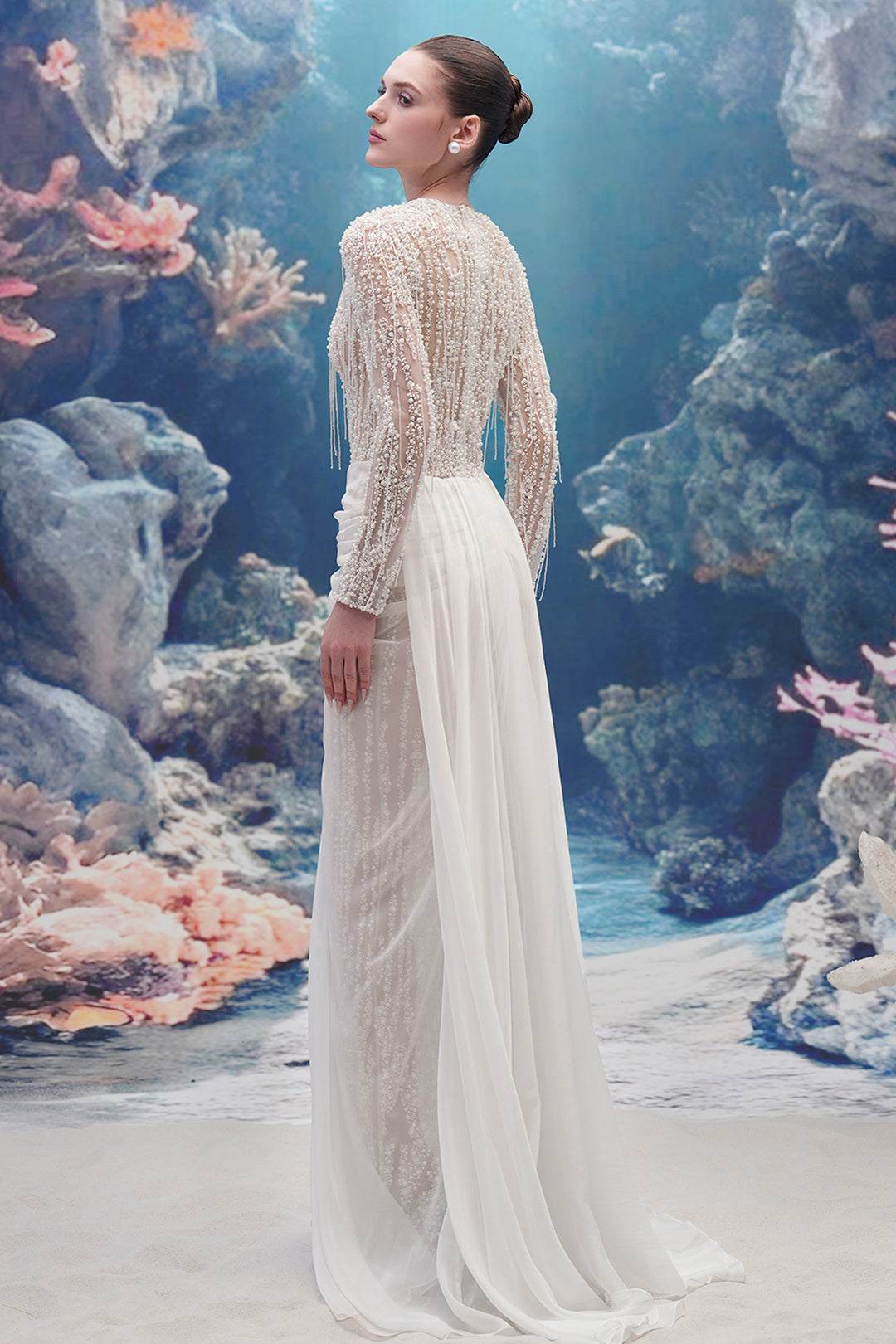 Sleeveless Lace and Silk Long Dress